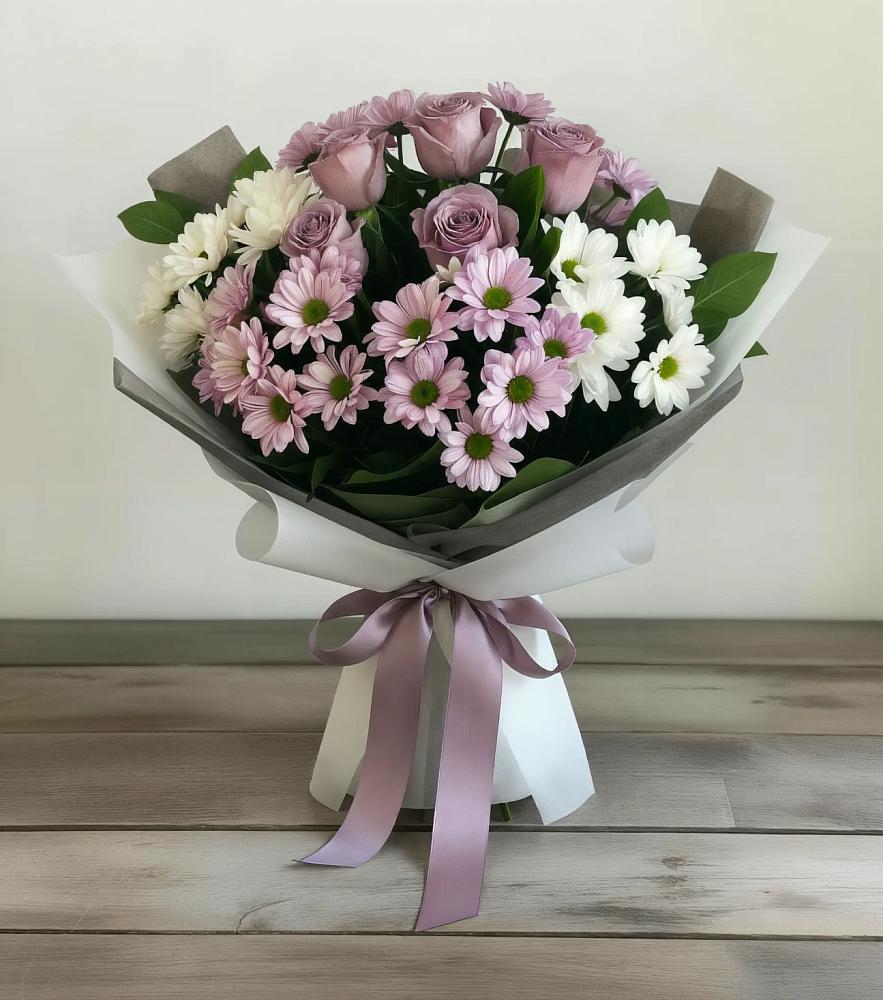 Букет цветов из: Хризантемы и Розы в Шаховской