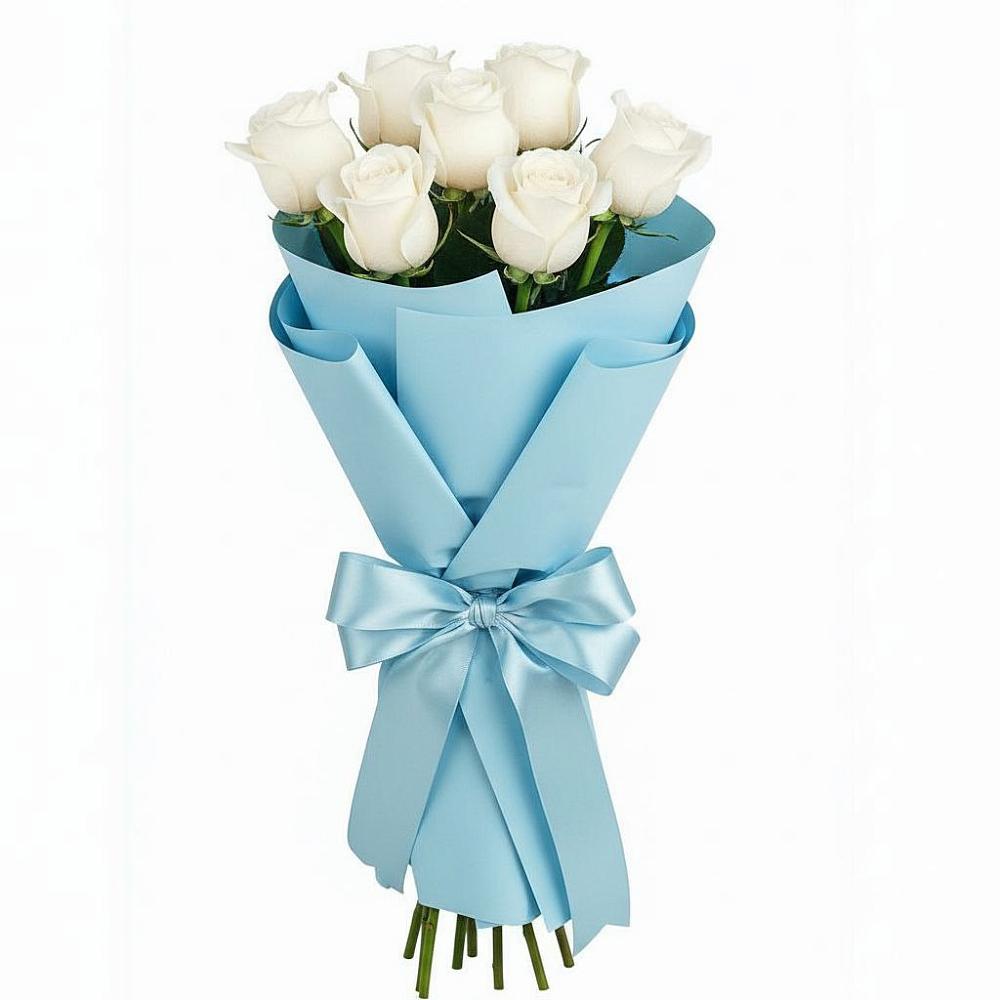 Букет 7 белых роз Проуд в Шаховской