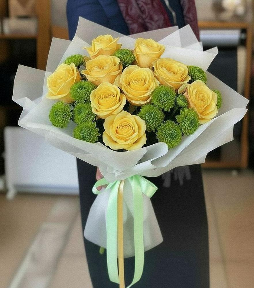 Букет цветов из: Хризантемы и Розы в Шаховской