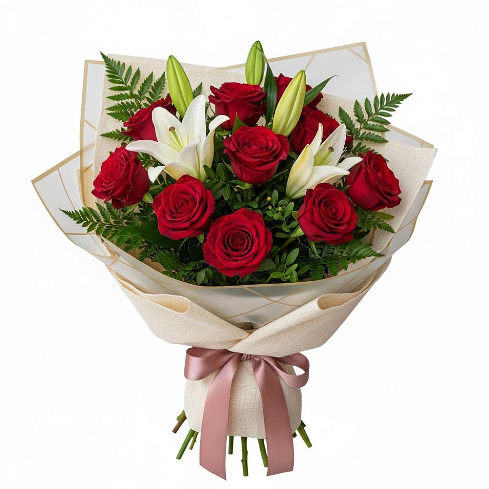 Букет цветов из: Лилии и Розы в Шаховской