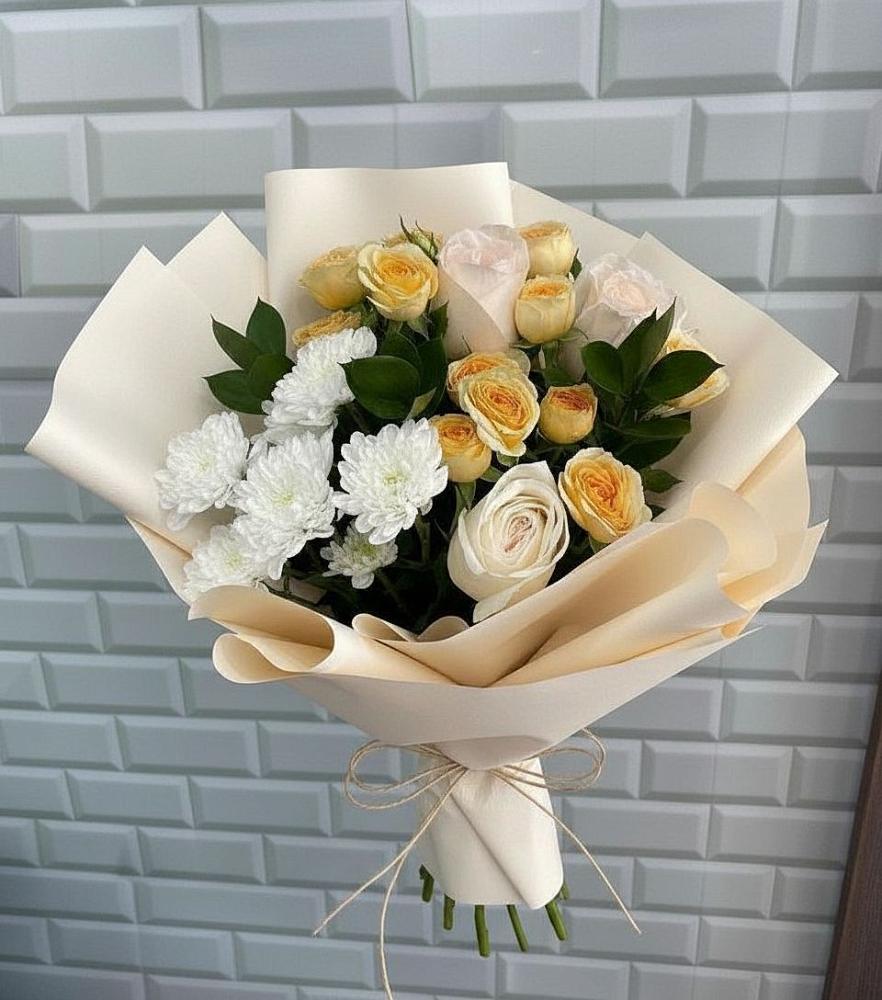Букет цветов из: Розы и Хризантемы в Шаховской