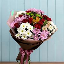 Букет цветов из:  Розы, Хризантемы и Альстромерии в Шаховской