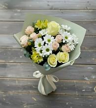 Букет цветов из:  Альстромерии, Розы и Хризантемы в Шаховской