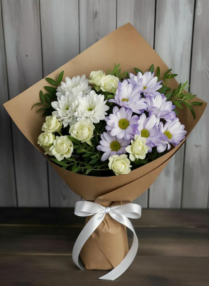Букет цветов из: Хризантемы и Розы в Шаховской